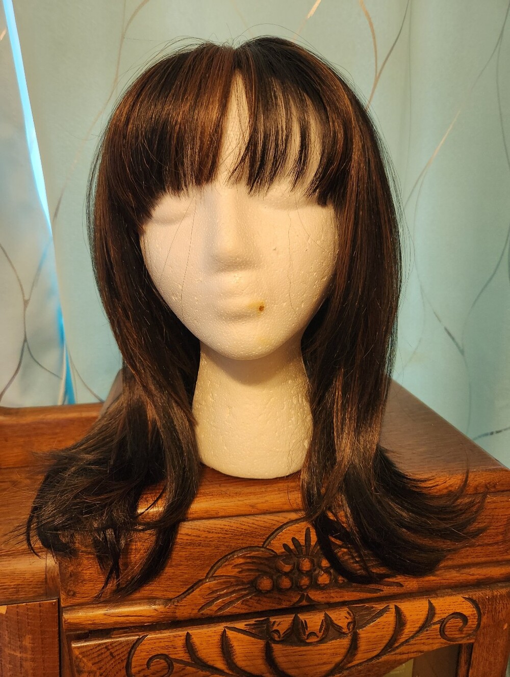 Vivica Fox Natural Dark Brown Long Layered Wig with Fringe